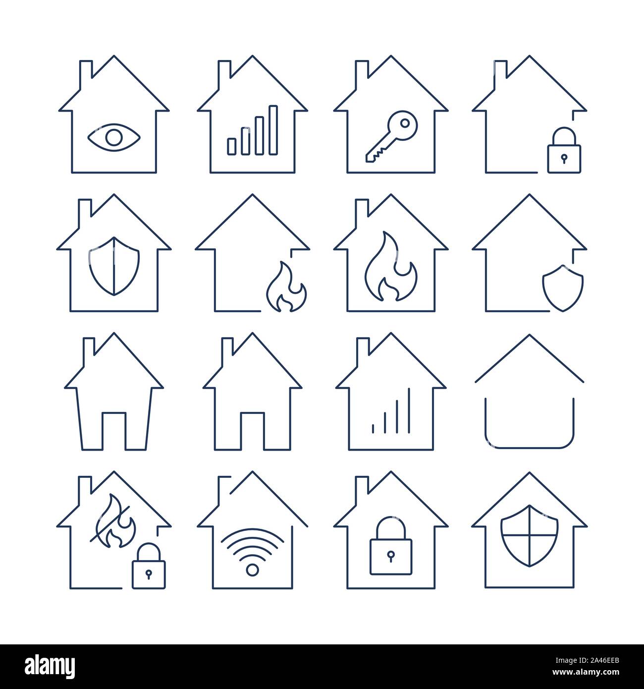 Vector icons maisons ensemble. Ensemble d'icônes sous la forme de maisons. Les icônes de lignes. EPS 10 Illustration de Vecteur