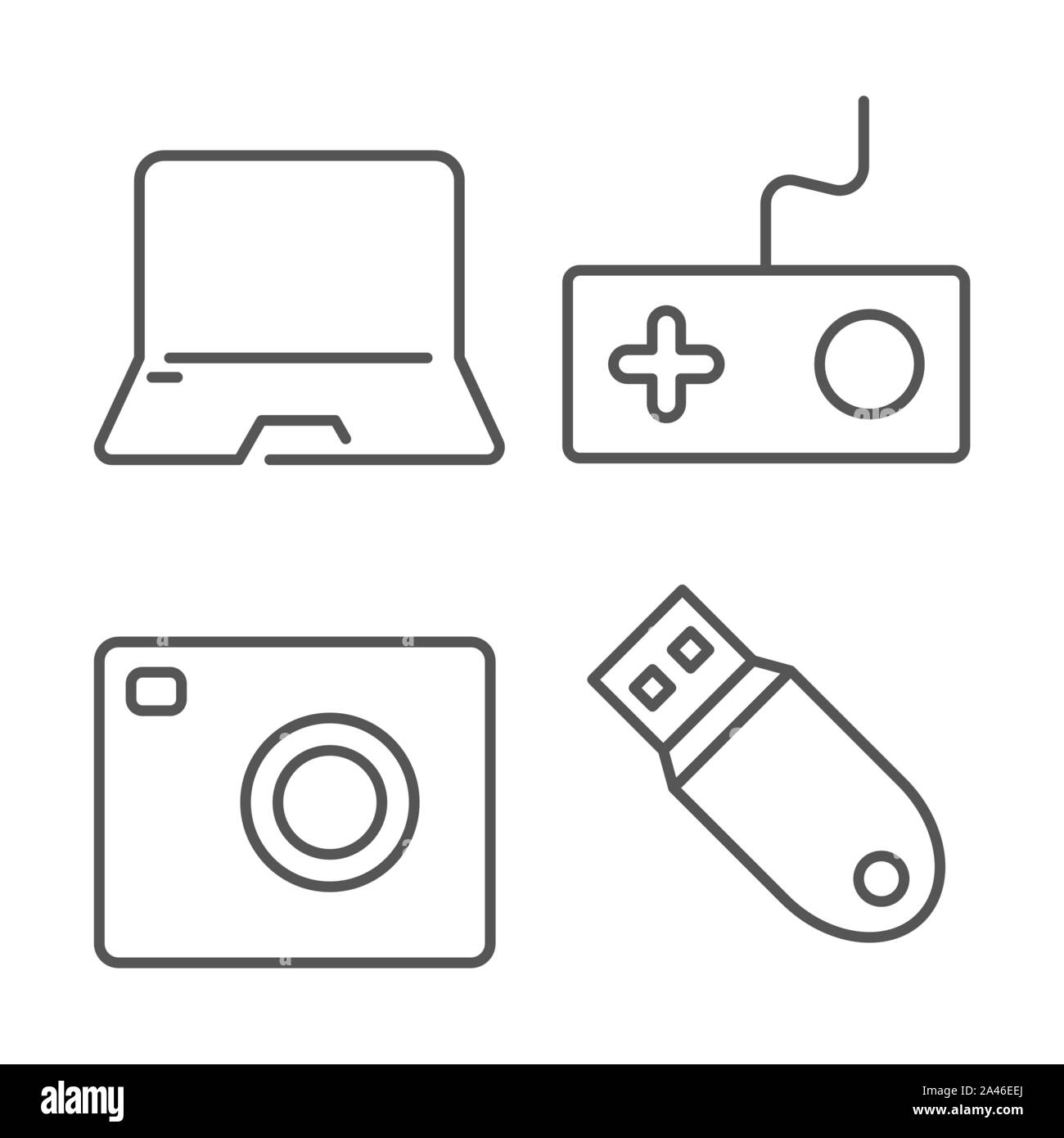 Home electronics gadgets et fine ligne vector icon set. EPS 10 Illustration de Vecteur