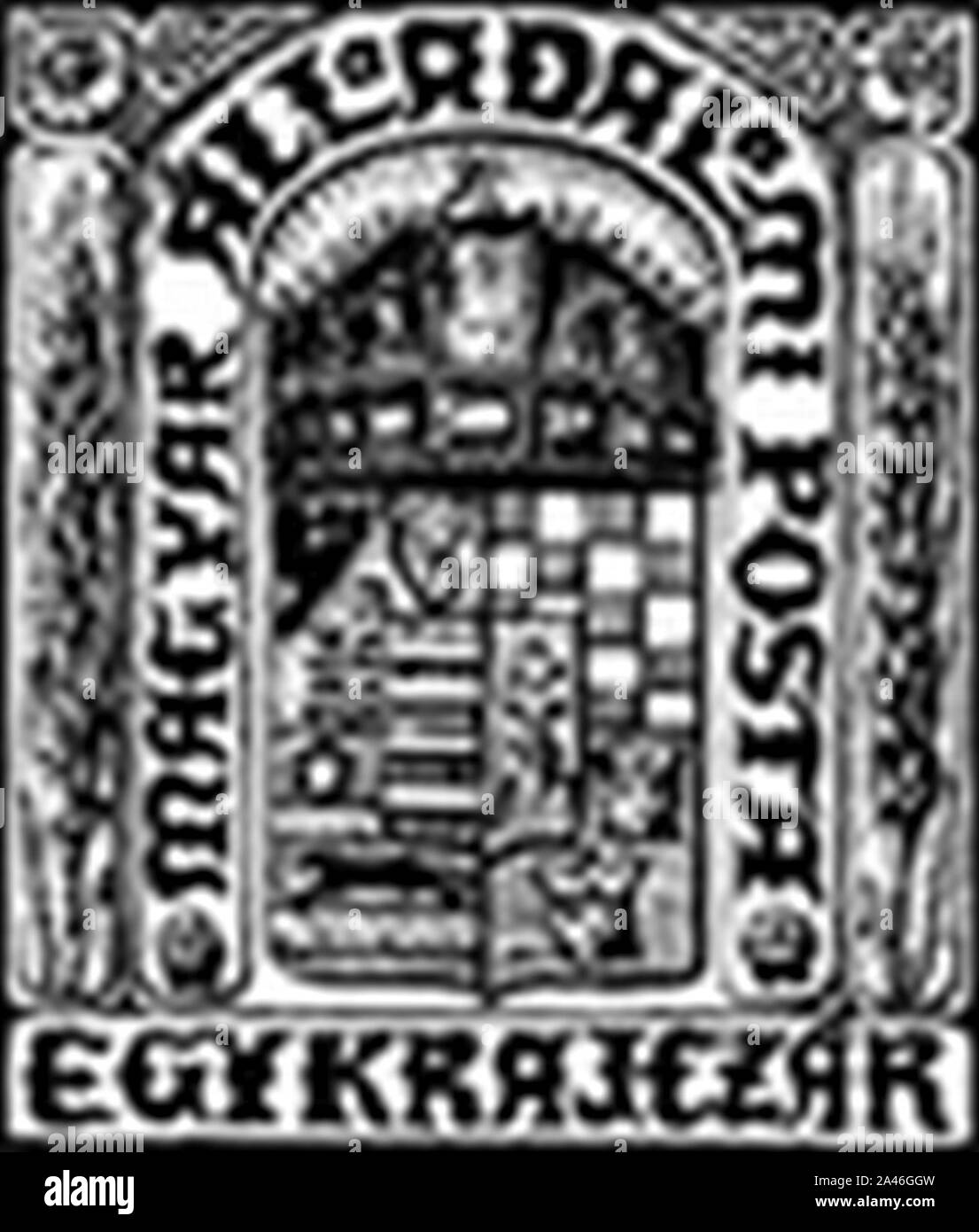 Premier timbre hongrois design. Banque D'Images