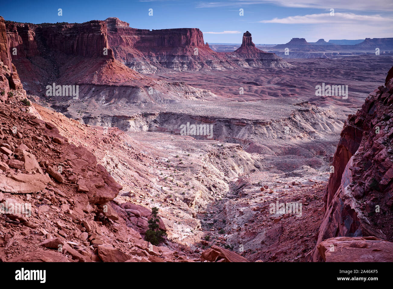 Vue de la tour de chandelier False Kiva dans l'île dans le ciel de l'unité de Canyonlands National Park, Utah, USA Banque D'Images