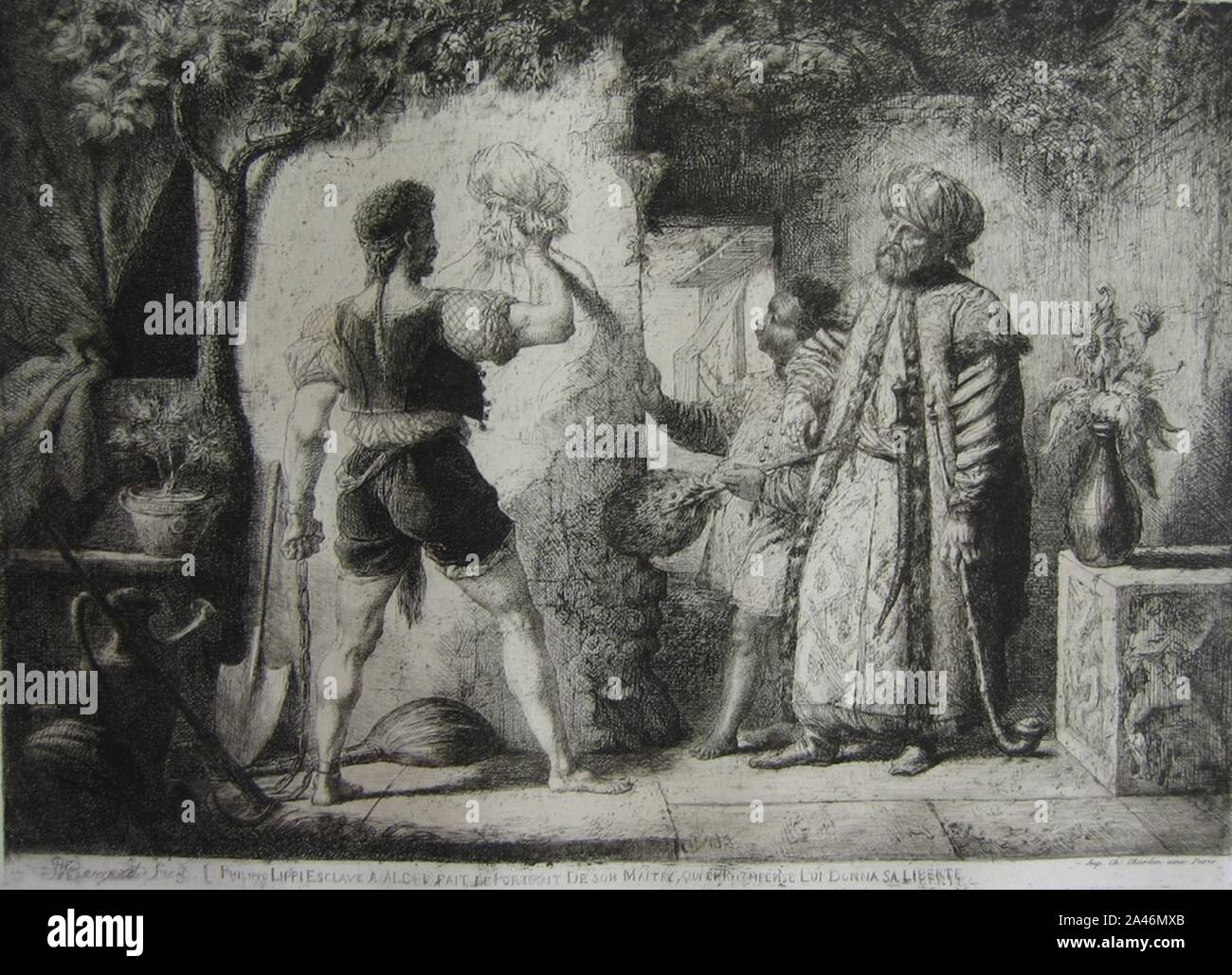 Filippo Lippi esclave un Alger fait le portrait de son maître. Banque D'Images