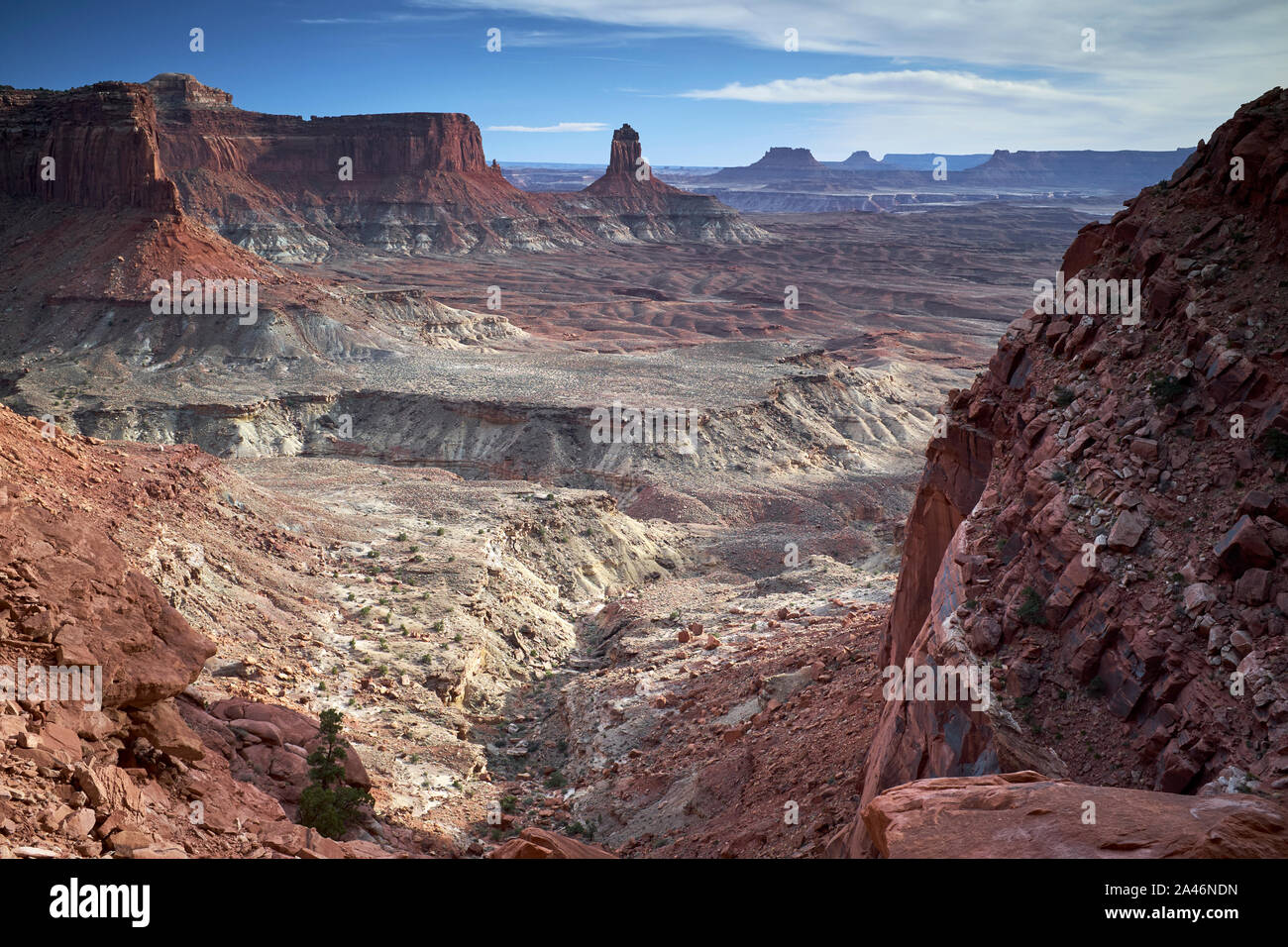 Vue de la tour de chandelier False Kiva dans l'île dans le ciel de l'unité de Canyonlands National Park, Utah, USA Banque D'Images