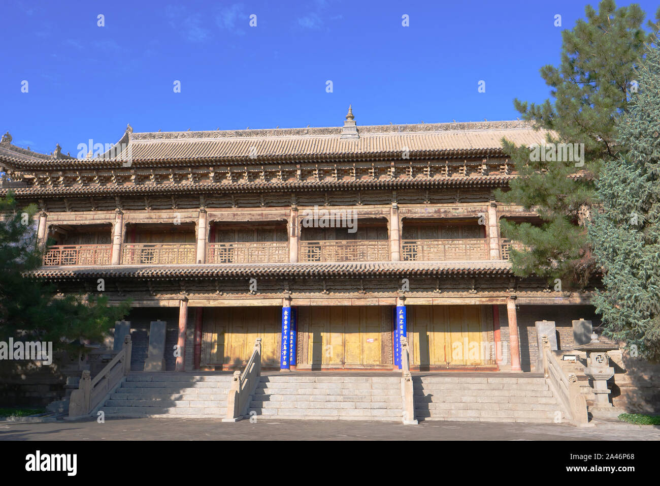 L'architecture ancienne de grande dynastie Xia de l'Ouest temple bouddhiste en Chine Gansu Zhangye Banque D'Images