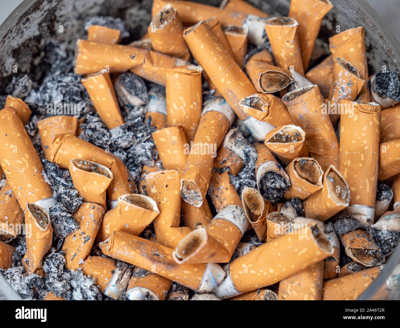 La cendre de cigarette dans un cendrier et allume close up Photo