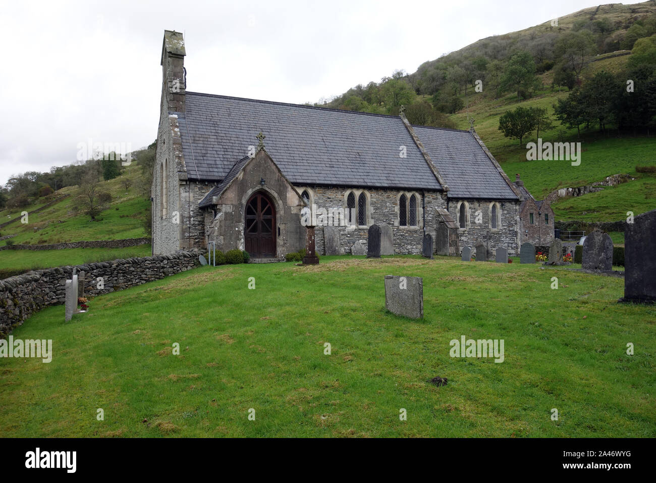 La petite communauté rurale de l'église paroissiale de St Mary's en Longsleddale, Parc National de Lake District, Cumbria, England, UK Banque D'Images