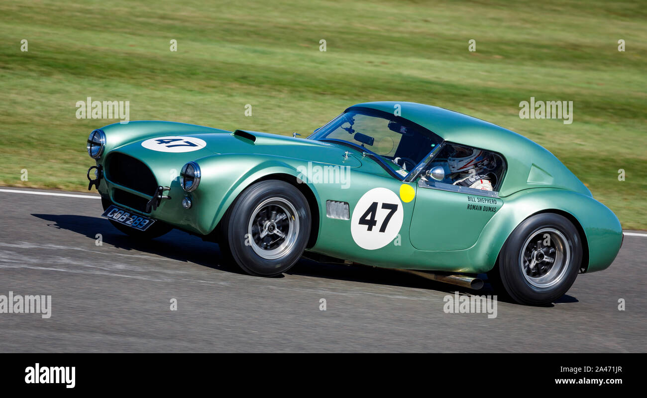 1963 AC Cobra avec chauffeur Romain Dumas au cours de l'ACFC TT course à la Célébration 2019 Goodwood Revival, Sussex, UK. Banque D'Images
