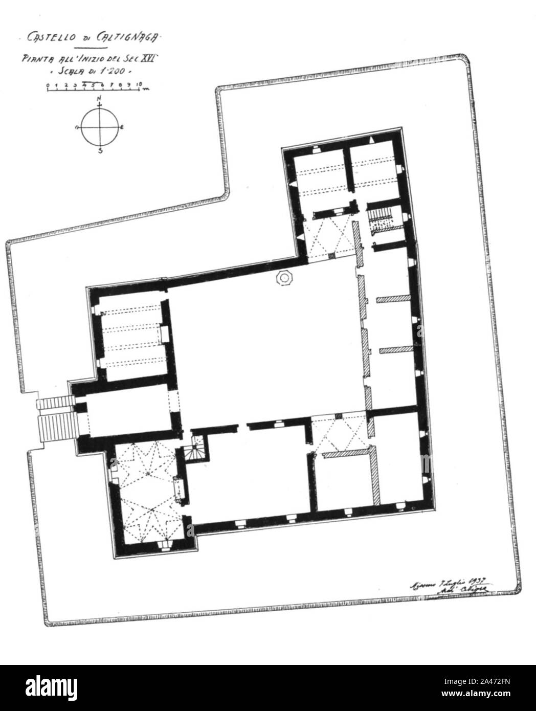 Fig 152, Castello di caltignaga, pianta tous inizio del sec XVI, p228, dis Nigra, Lug, 1937 nigra il novarese. Banque D'Images