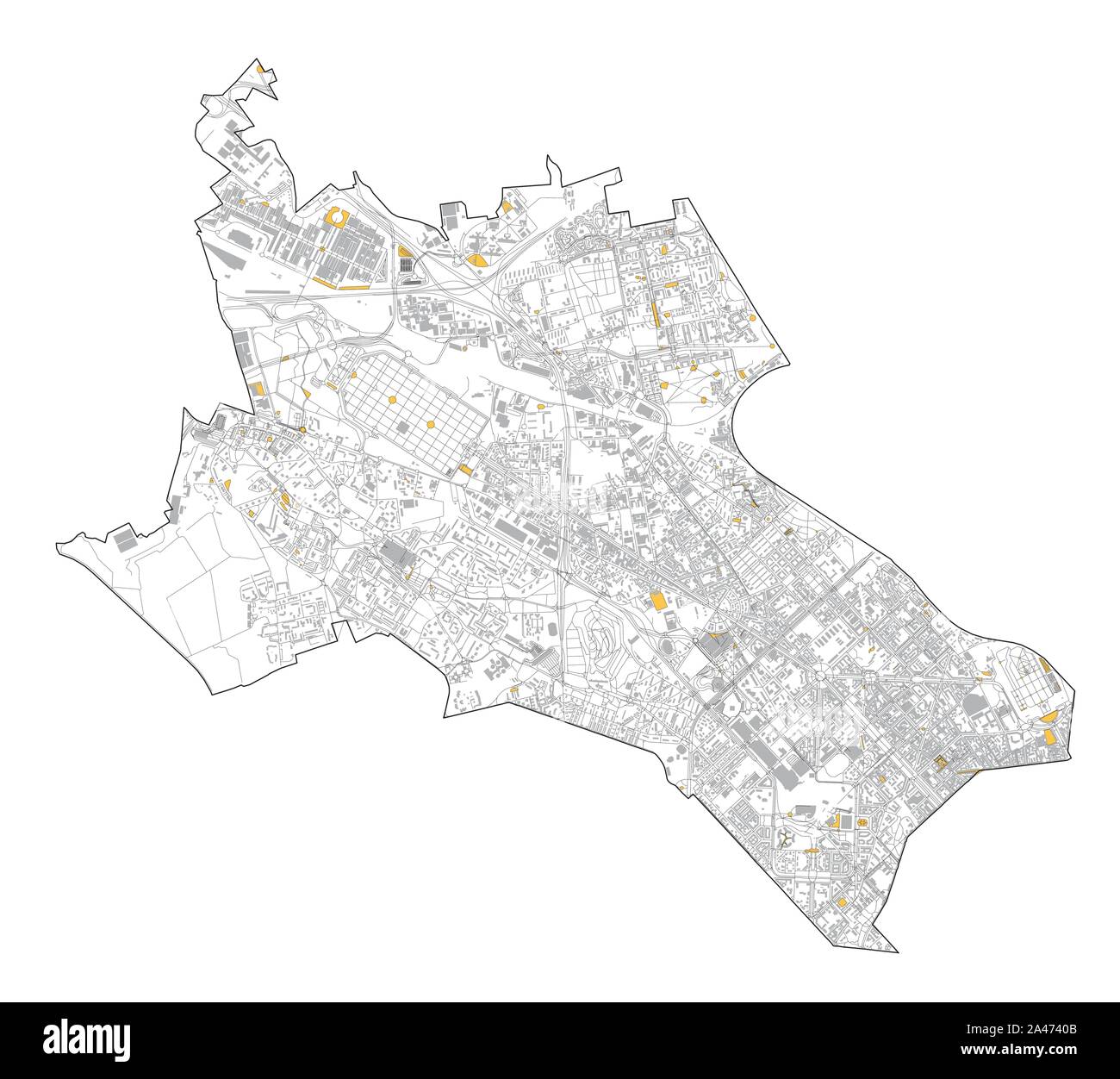 Carte Satellite de Milan, rues et la construction de la zone numéro 8, numéro huit municipalités. La Lombardie. Italie Illustration de Vecteur