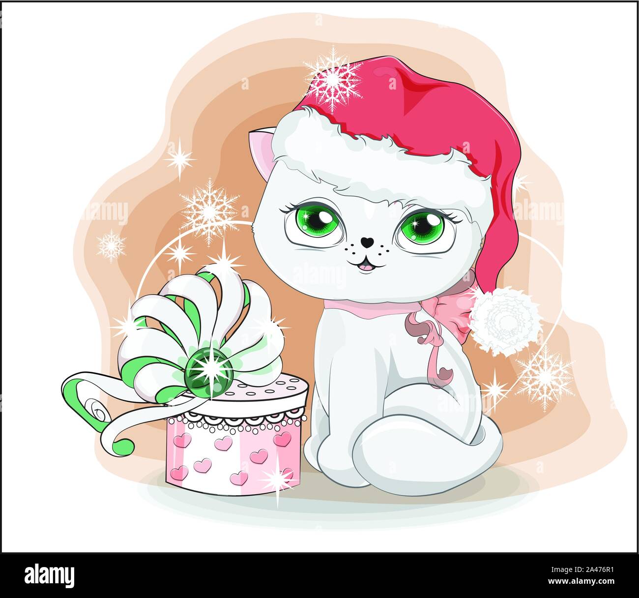 Chat Blanc In Santa Hat Chaton Avec Boite Cadeau Decore Avec Des Arcs La Photo Dans La Main Style De Dessin Pour Noel Et Bonne Annee Carte De Vœux Image Vectorielle Stock Chat Blanc In Santa Hat Chaton Avec Boite Cadeau Decore Avec Des Arcs La Photo Dans La Main Style De Dessin Pour Noel Et Bonne Annee Carte De Vœux Image Vectorielle Stock