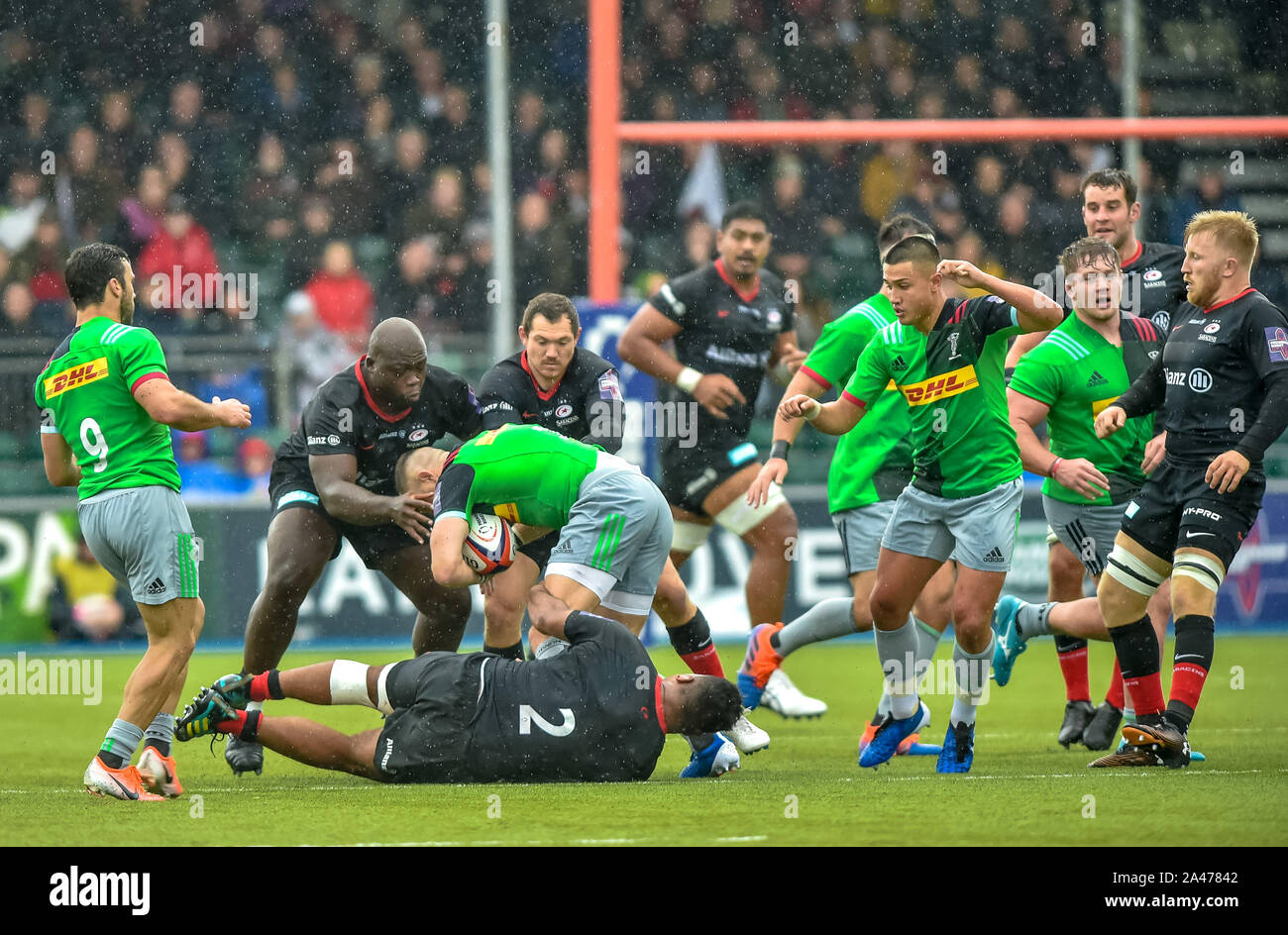 Allianz Park, Londres, Angleterre, Royaume-Uni, 12 octobre 2019. Au cours de la Premiership Rugby Cup match entre sarrasins et Harlequins à l'Allianz Park, Londres, Angleterre le 12 octobre 2019. Photo par Phil Hutchinson. Usage éditorial uniquement, licence requise pour un usage commercial. Aucune utilisation de pari, de jeux ou d'un seul club/ligue/dvd publications. Credit : UK Sports Photos Ltd/Alamy Live News Banque D'Images