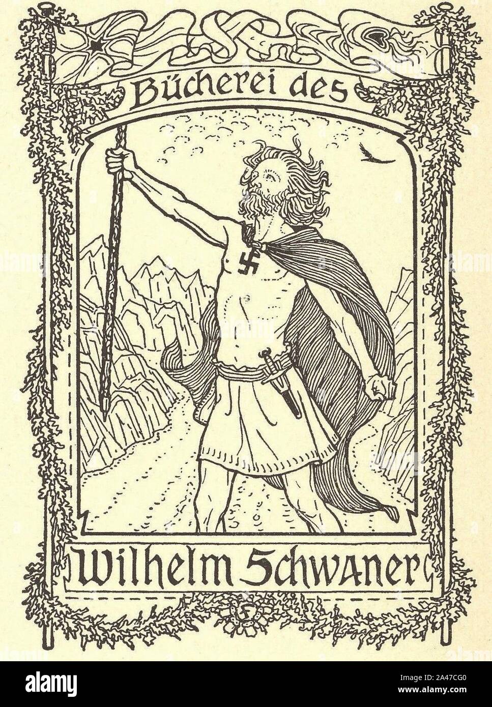 Fidus - ex libris für Wilhelm Schwaner. Banque D'Images