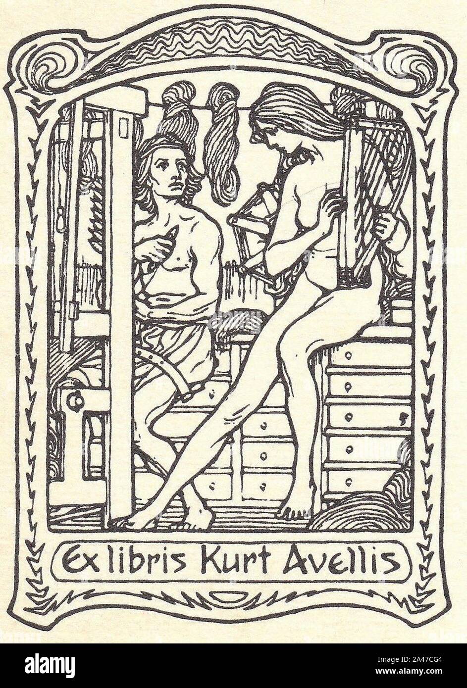 Fidus - ex libris für Kurt Avellis. Banque D'Images