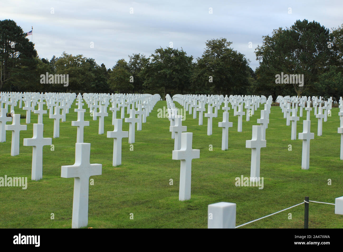 Omaha Beach, Normandie 09/10/2017. D-Day, zone d'arrivée des Américains. Cimetière et Monument aux morts. Banque D'Images