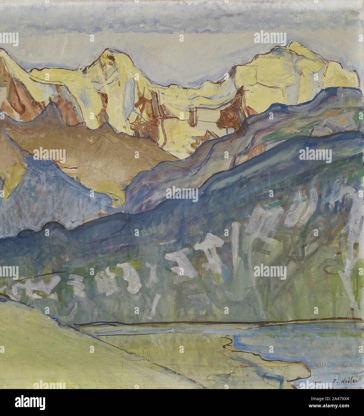 Ferdinand Hodler - Eiger, Mönch et Jungfrau von Beatenberg aus, 1910. Banque D'Images