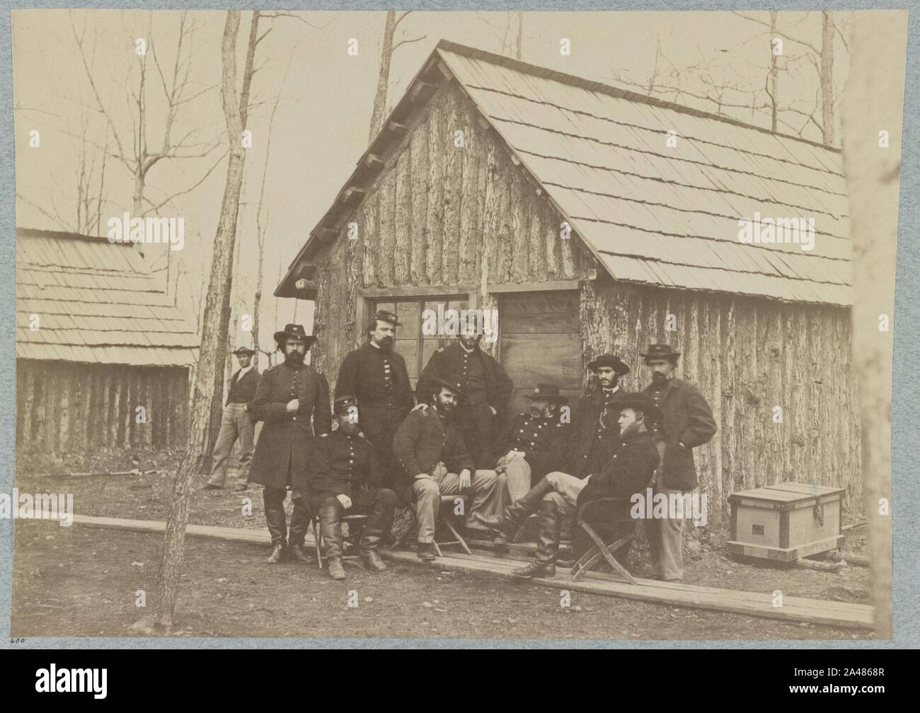 Les agents de terrain et le personnel de la 50e New York Ingénieurs Camp près de la station de Marshalltown, Va., Mars, 1864 Banque D'Images