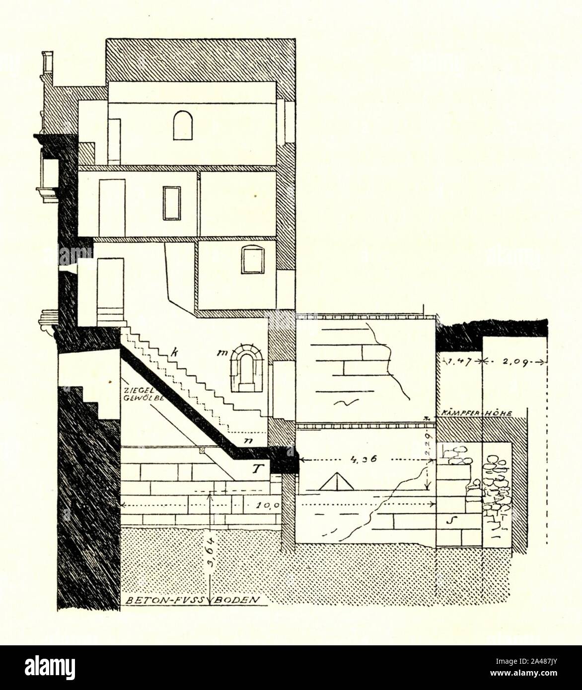 Fig 029 Porta Aurea - Schnitt durch die Treppe. Banque D'Images Fig 029 Porta Aurea - Schnitt durch die Treppe. Banque D'Images