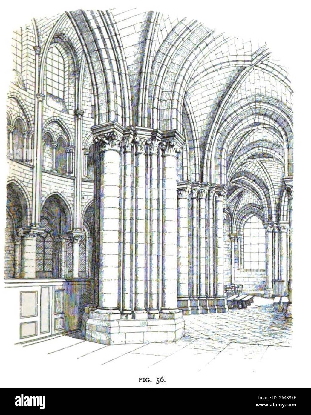 Fig. 56 - Vue intérieure de la nef de l'Abside de Saint Leu d Esserent 99‥. Banque D'Images