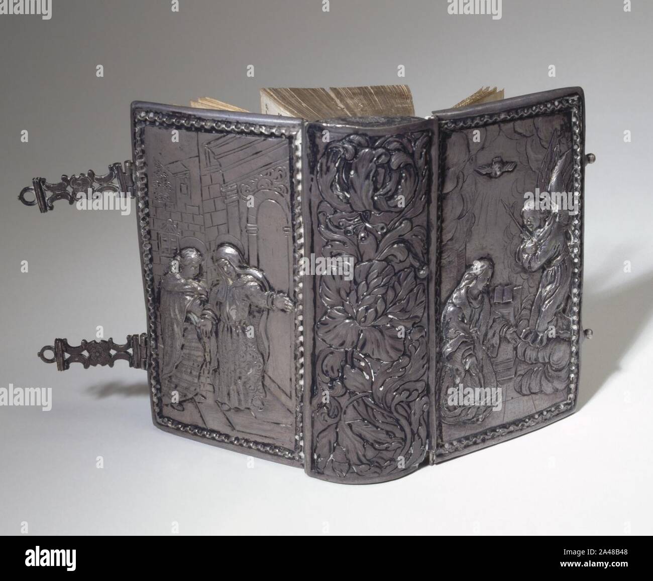 Bien Antoni-Büchlein, contraignant, de l'Oder, Andächtiges Trostreiches Gebett-Büchlein- und Geist (peu d'Antoni, livre, ou un livre de prières de dévotion et de consolation), représentant la scène Banque D'Images