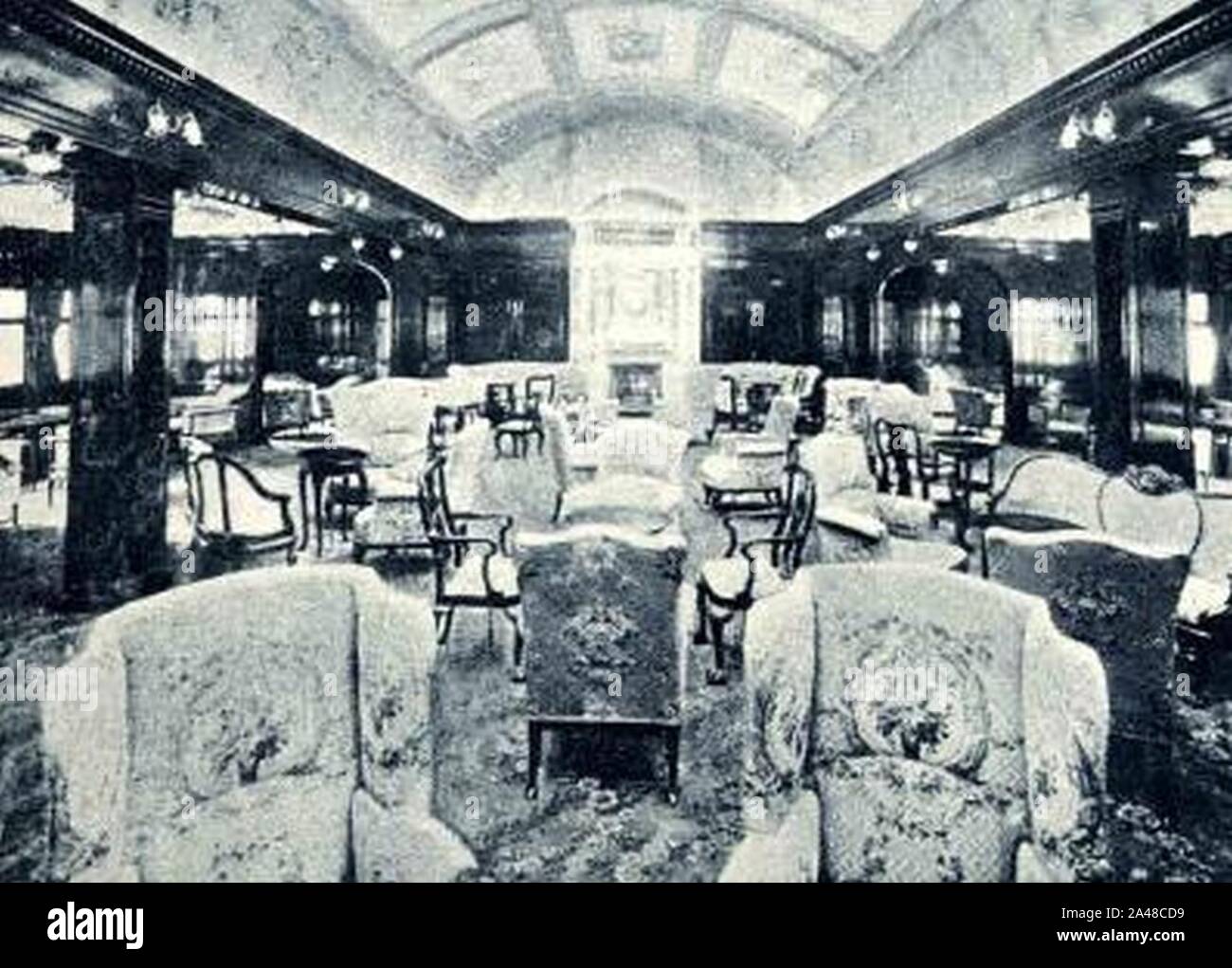 Salon de Première Classe le RMS Lusitania. Banque D'Images