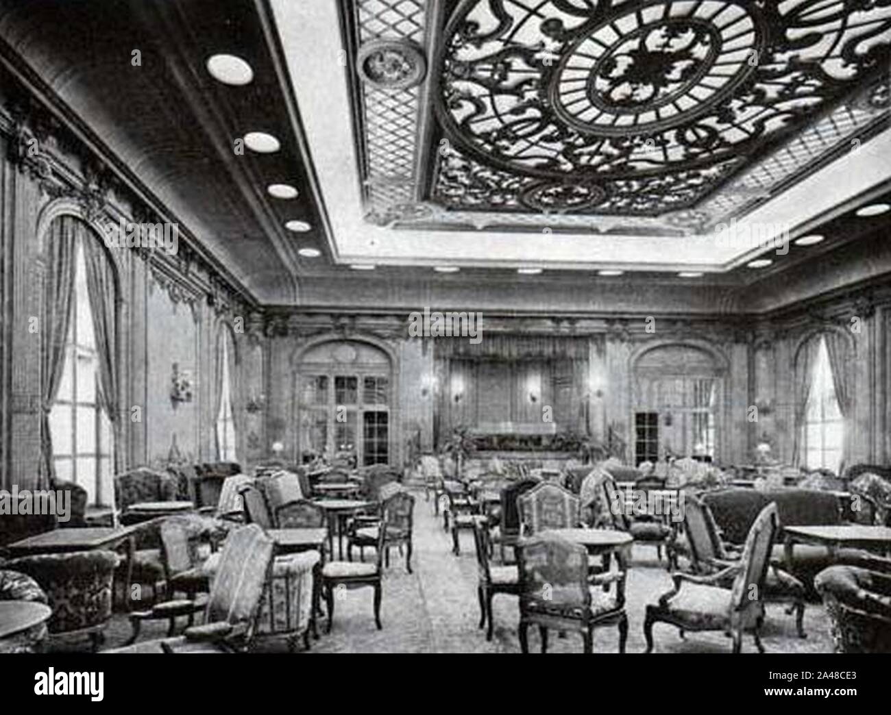 First Class Lounge de la RMS Majestic (1914). Banque D'Images