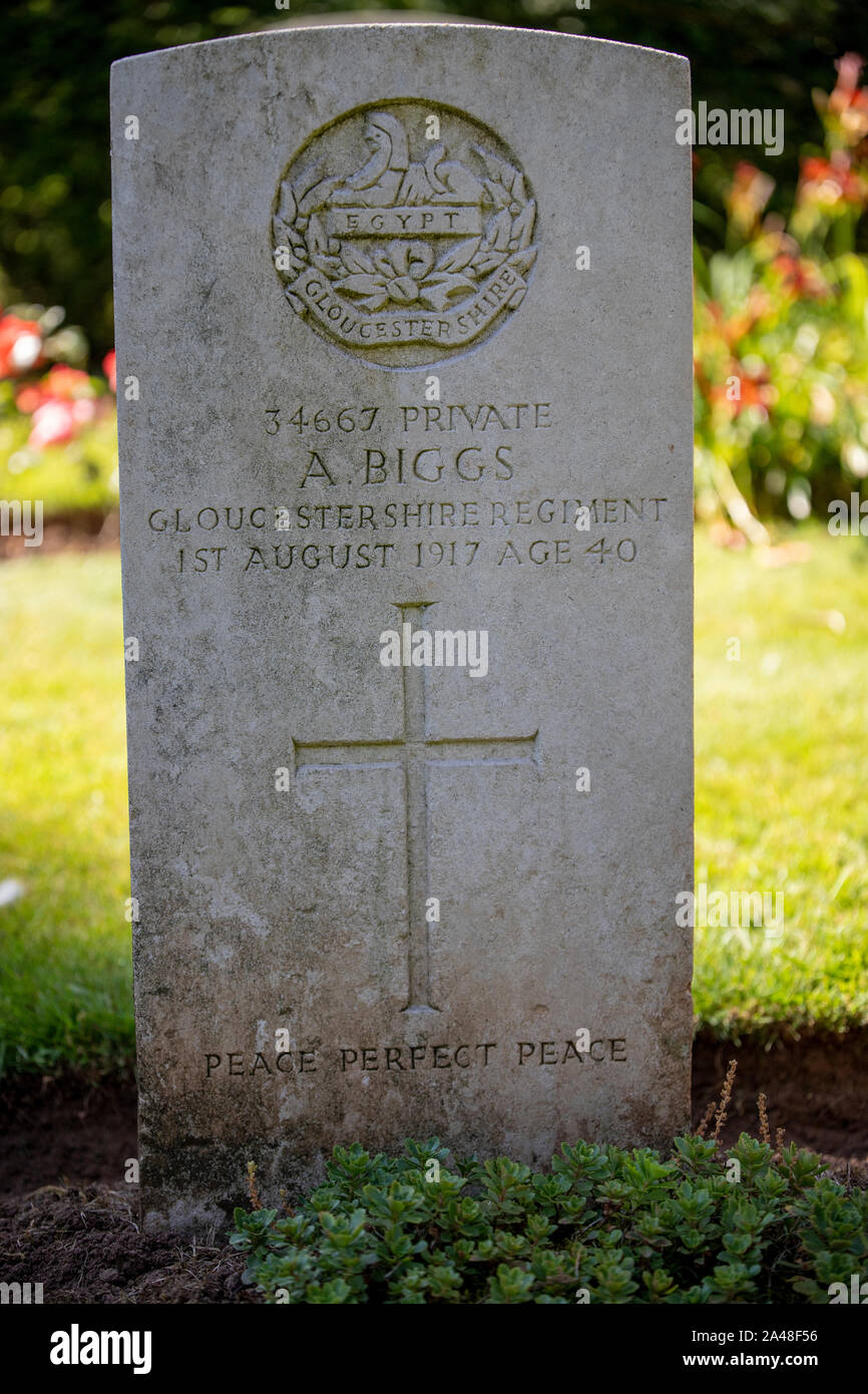 Commonwealth War Graves Commission tombe d'un Biggs du dépôt, Gloucestershire Regiment, le Greenbank Cimetière, Bristol Banque D'Images