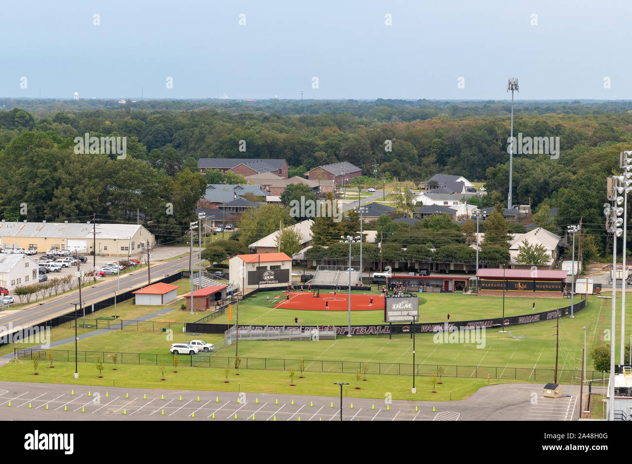 Monroe, Louisiane, USA - 5 octobre, 2019 : Softball Stadium sur le campus de l'UL-Monroe Banque D'Images