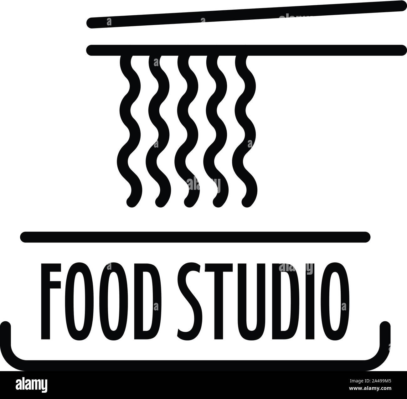 Les pâtes, le Food Studio logo style du contour Illustration de Vecteur