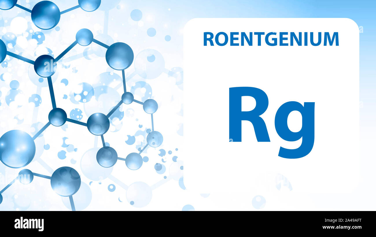 Le roentgenium element 111. Alcalino-terreux. L'élément chimique du tableau périodique de Mendeleïev. Le roentgenium dans square cube creative concept. La chimie, l Banque D'Images