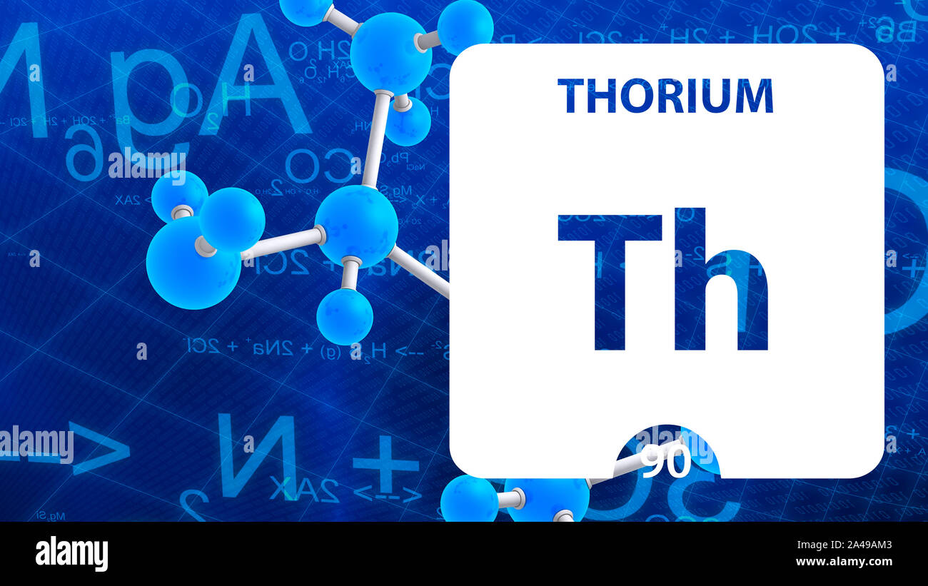 Th thorium, élément chimique signe. Le rendu 3D isolé sur fond blanc. L'élément chimique de thorium 90 pour les expériences scientifiques en sciences en classe Banque D'Images