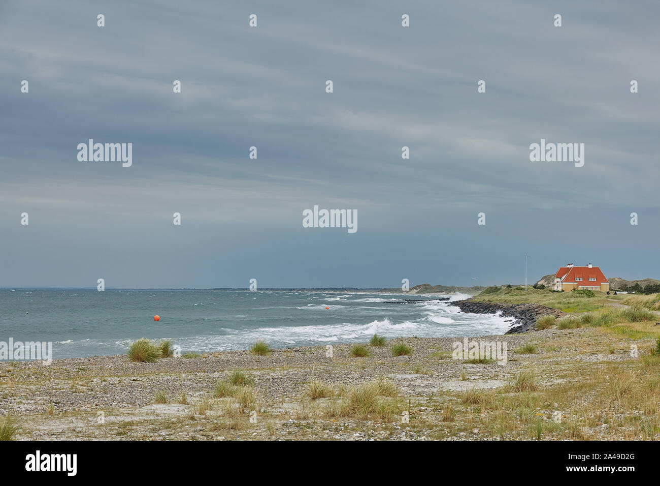 Paysage de mer et près du centre-ville de Skagen au Danemark. Banque D'Images