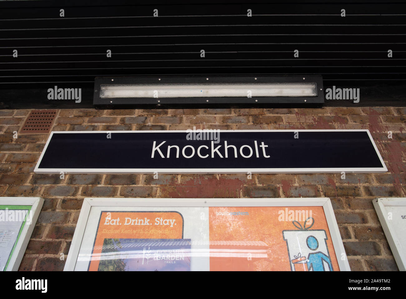 Kent, Royaume-Uni - 15 septembre 2019 : un panneau à l'Knockholt gare, près de Londres. Banque D'Images