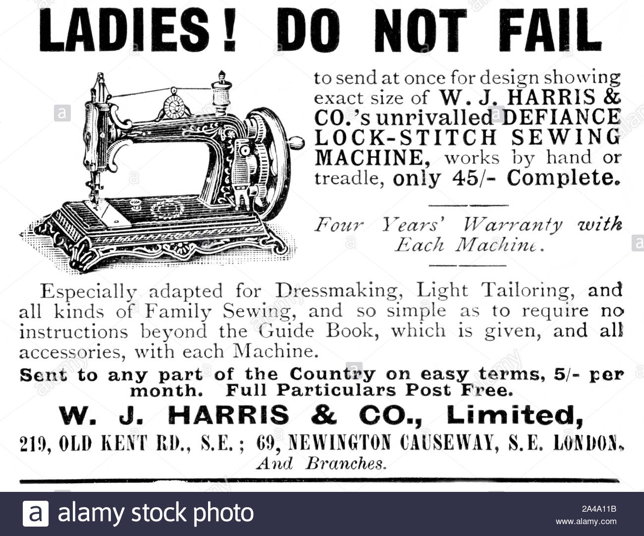 Mépris de l'époque victorienne, lock-stitch Sewing Machine, vintage advertising de 1895 Banque D'Images