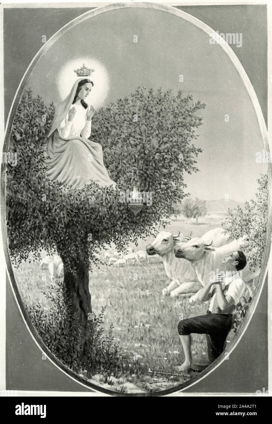 Apparition de la Marie Vierge à une vache herder, 1960 peinture Banque D'Images