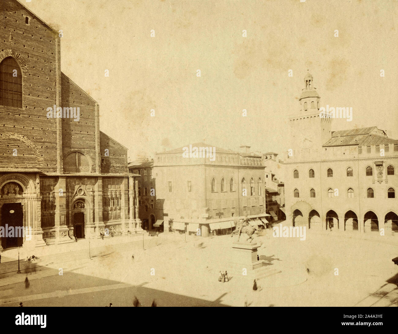 Vue sur la Piazza Vittorio Emanuele, Bologne, Italie 1870 Banque D'Images