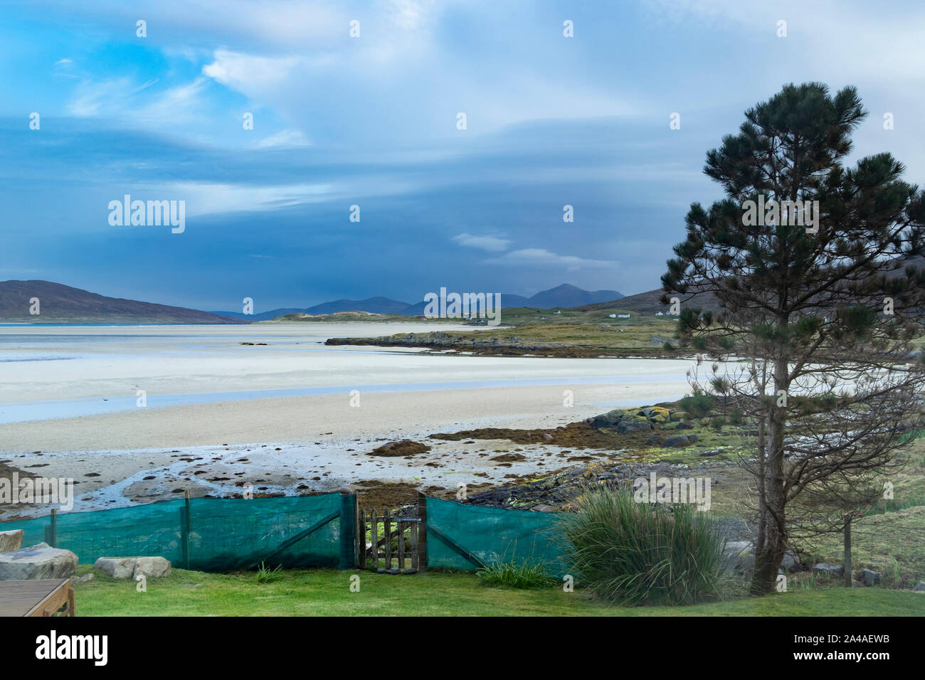 La plage de Seilebost, marée basse, à l'Ouest Harris, Hébrides, Ecosse Banque D'Images