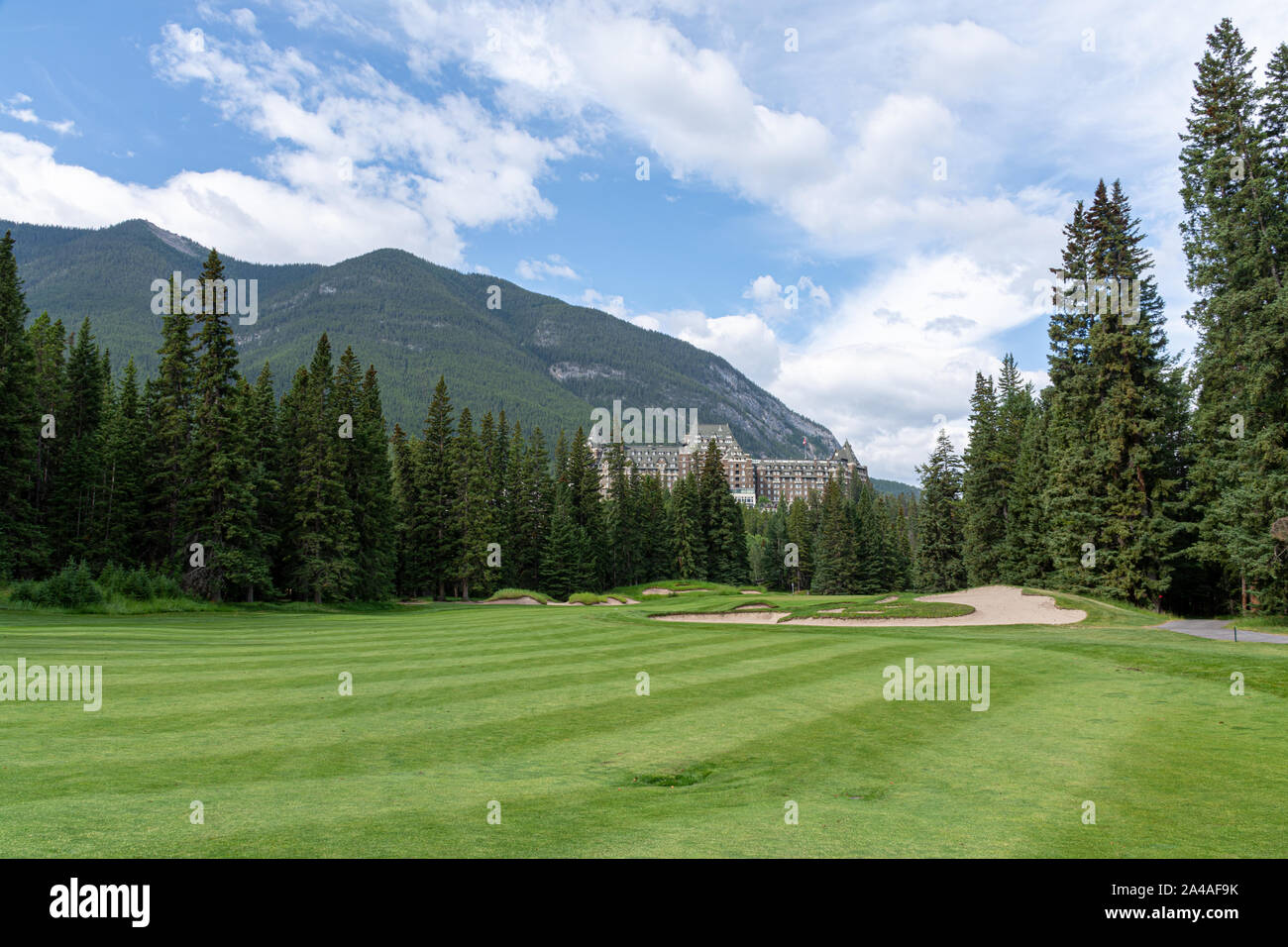 14e trou à Banff Springs Golf Course, Banff, Canada Banque D'Images