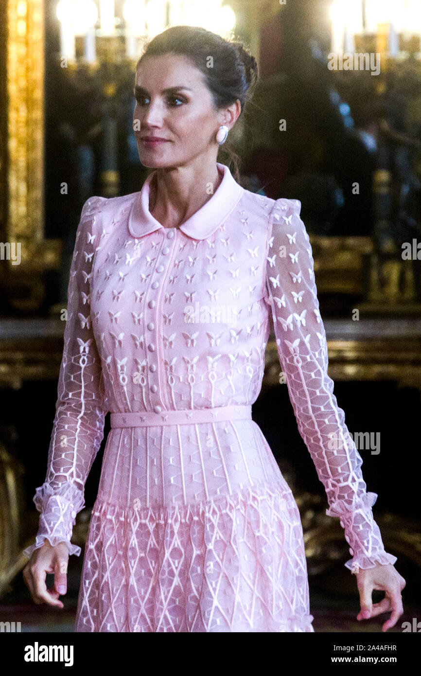 Madrid, Espagne. 12 octobre, 2019. Reine Letizia d'Espagne la réception de la fête nationale au Palacio Real. Madrid, 12.10.2019 | Conditions de crédit dans le monde entier : dpa/Alamy Live News Banque D'Images