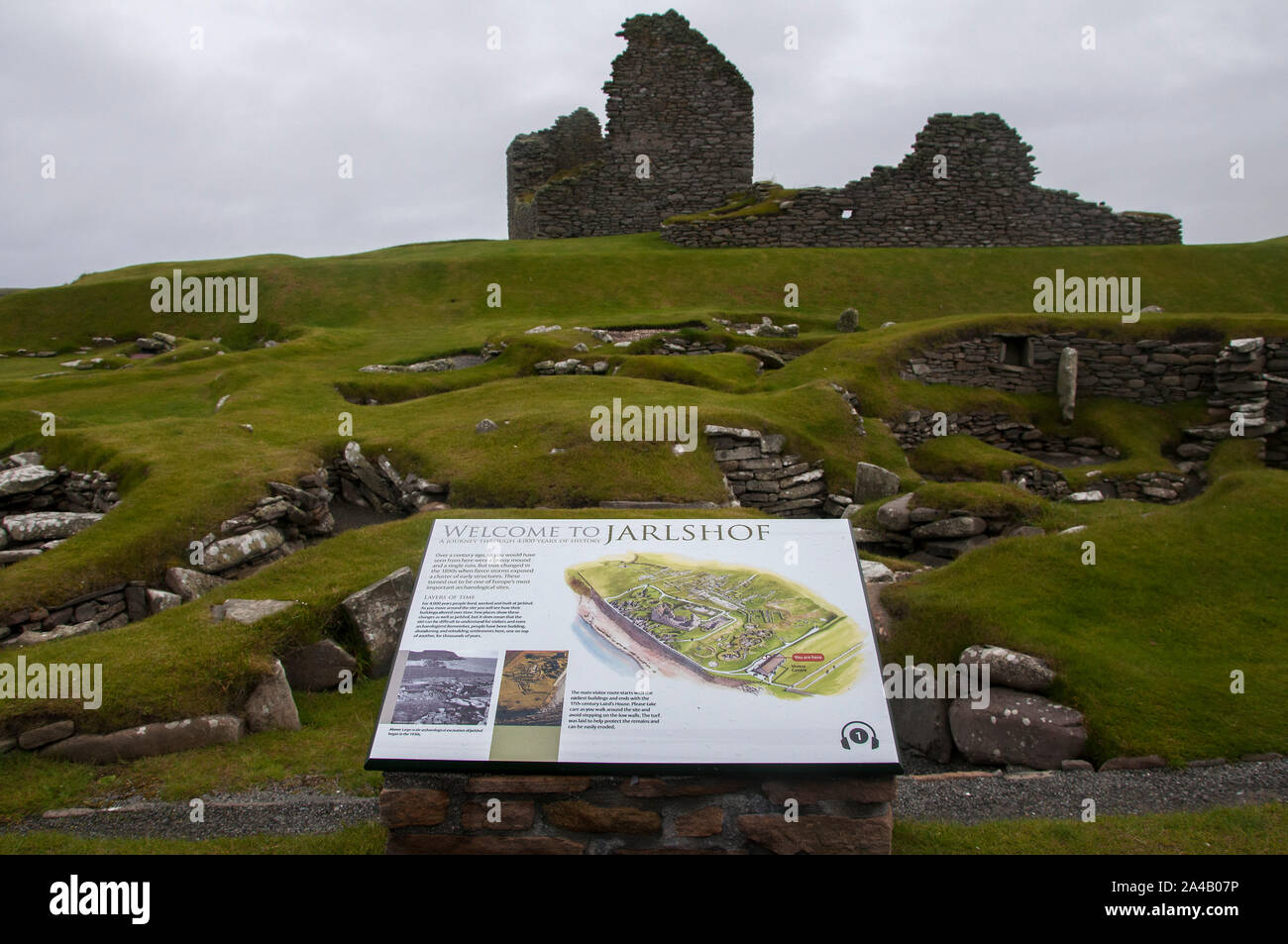 Jarlshof et préhistorique, la colonisation scandinave' Établissement"Sumburgh, Shetland Banque D'Images
