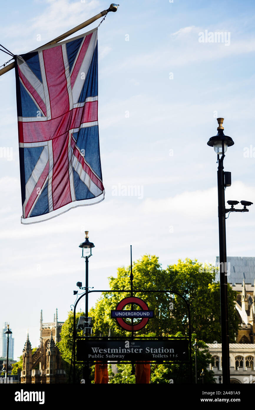 L'Union Jack dans le district de Westminster de Londres Banque D'Images