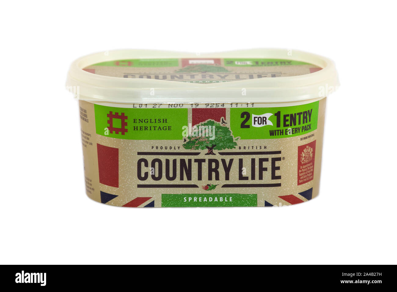 CountryLife beurre à tartiner isolées sur fond blanc Banque D'Images