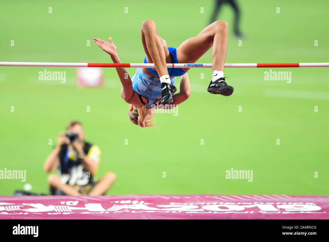 Yuliya Levchenko (Ukraine). High Jump femmes finales. Championnats du monde d'athlétisme de l'IAAF, Doha 2019 Banque D'Images