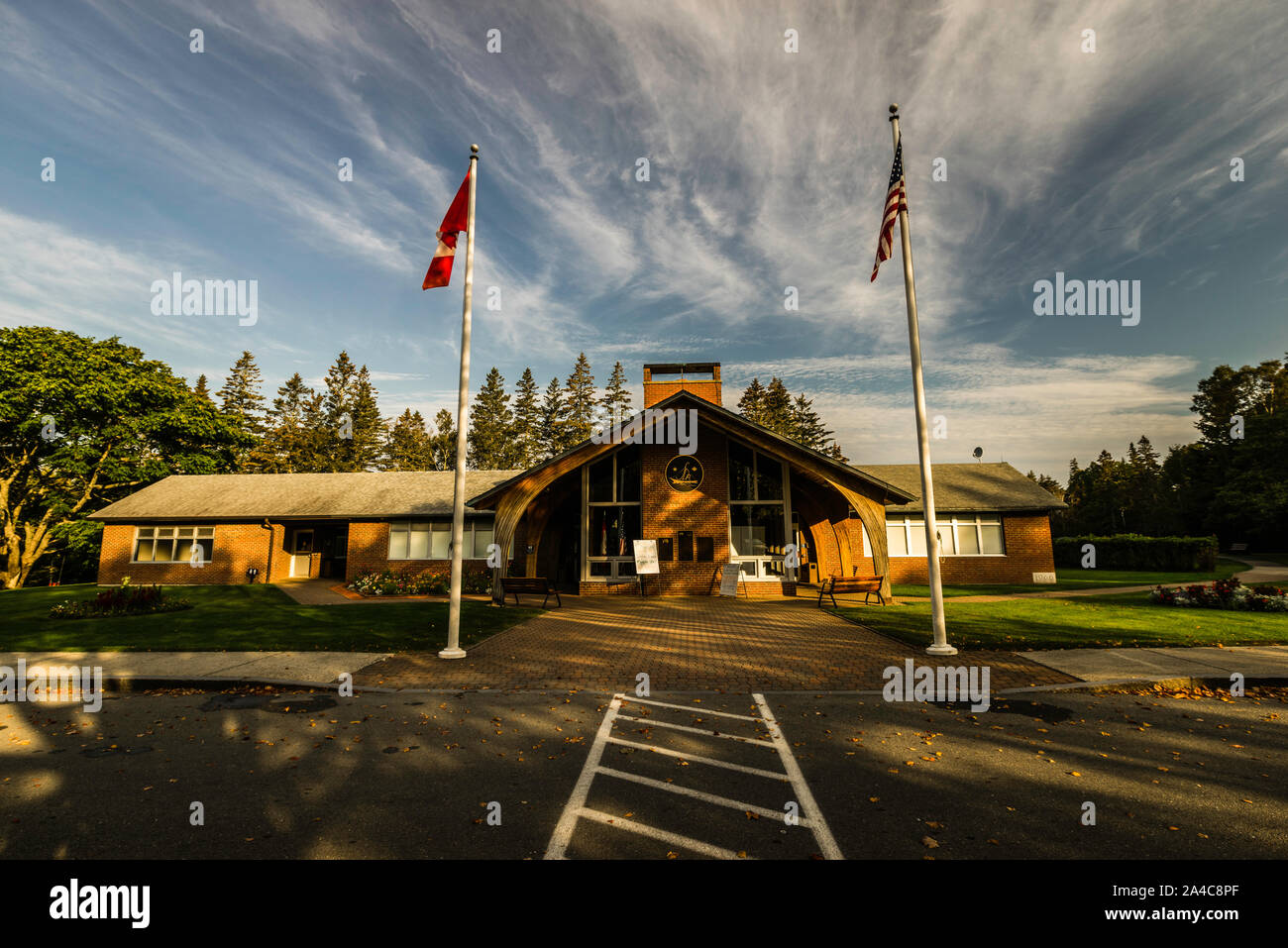 Centre des Visiteurs du Parc international Roosevelt de Campobello   Welshpool, île Campobello, au Nouveau-Brunswick, CA Banque D'Images