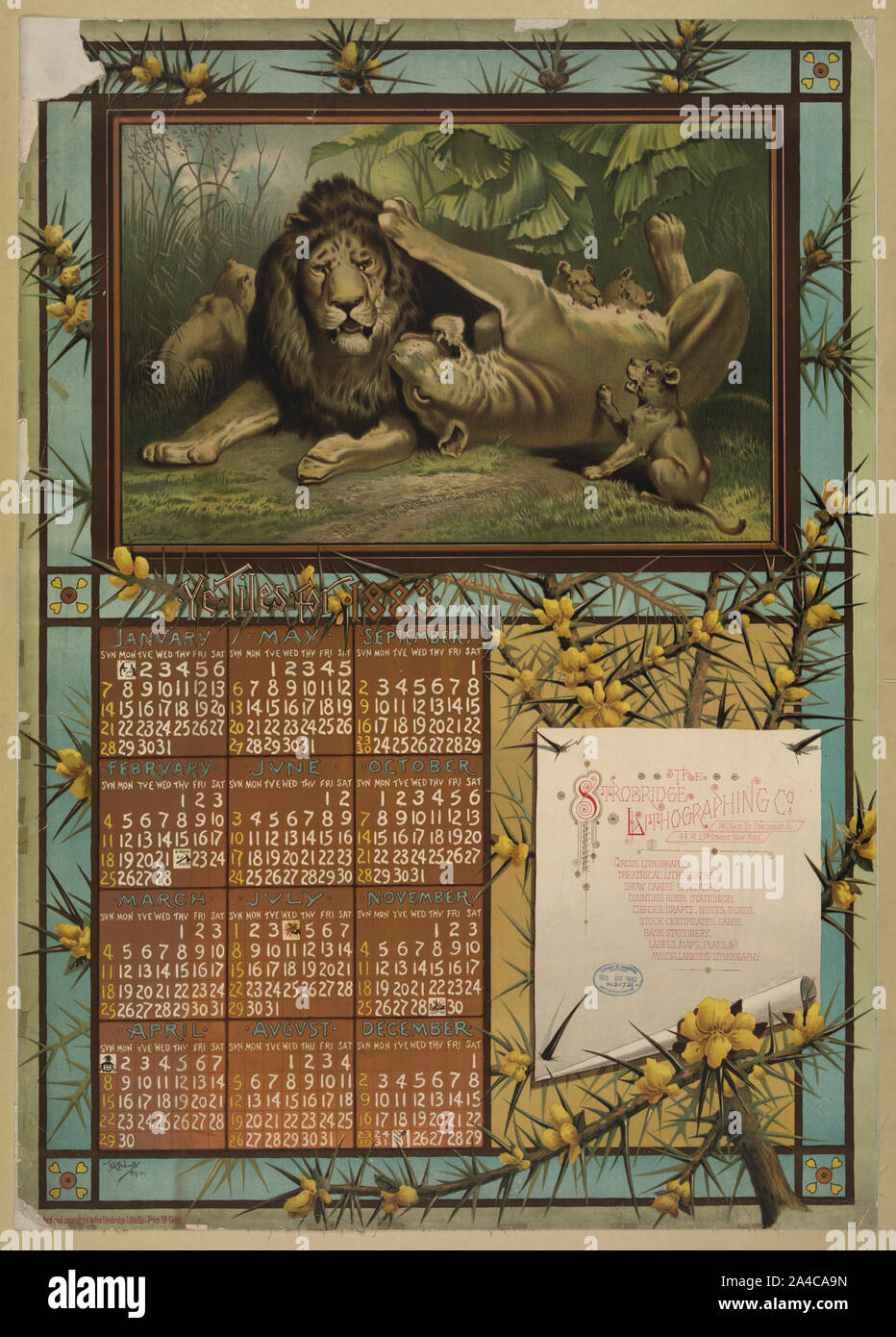 L'Strobridge Lithographing Co., Calendrier 1883 Banque D'Images