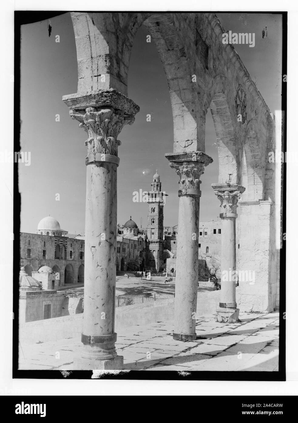 La zone du Temple. Tour de Antonia vu par colonnade. Banque D'Images