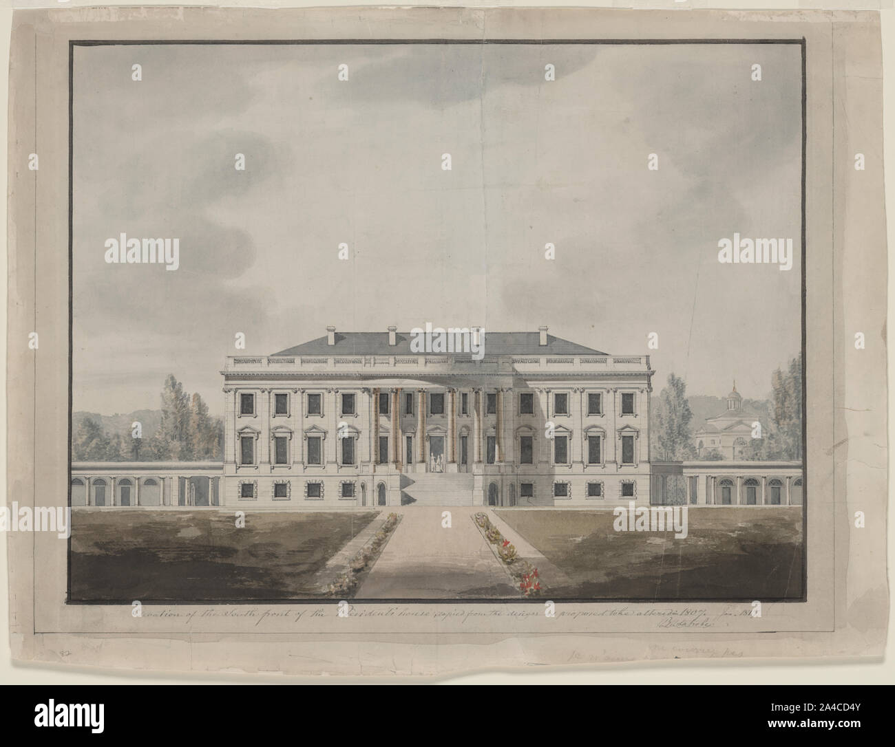La Maison Blanche (President's House) Washington, D.C. L'élévation avant] / jan. 1817, B H Latrobe Banque D'Images