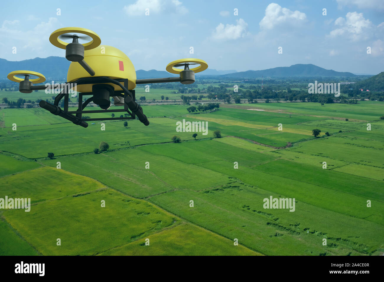 Drone pour l'agriculture, l'utilisation de drones pour divers domaines comme la recherche, l'analyse de la sécurité, le sauvetage, la technologie de numérisation du terrain, de la surveillance, l'hydratation des sols yie Banque D'Images