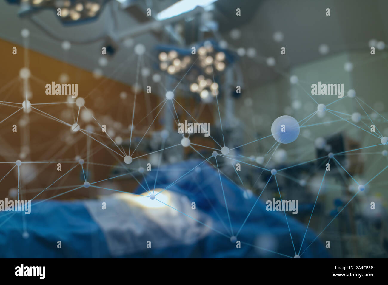 Concept de soins intelligents avec la machine, l'apprentissage en profondeur, la technologie de réseau neuronal, l'intelligence artificielle à l'hôpital réseau intelligent de perturber Banque D'Images