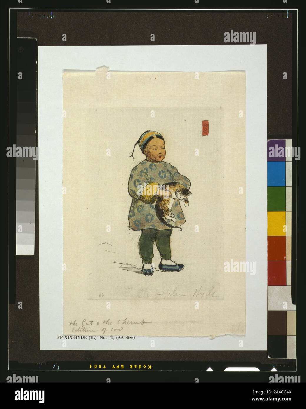 Le chat et le chérubin Banque D'Images