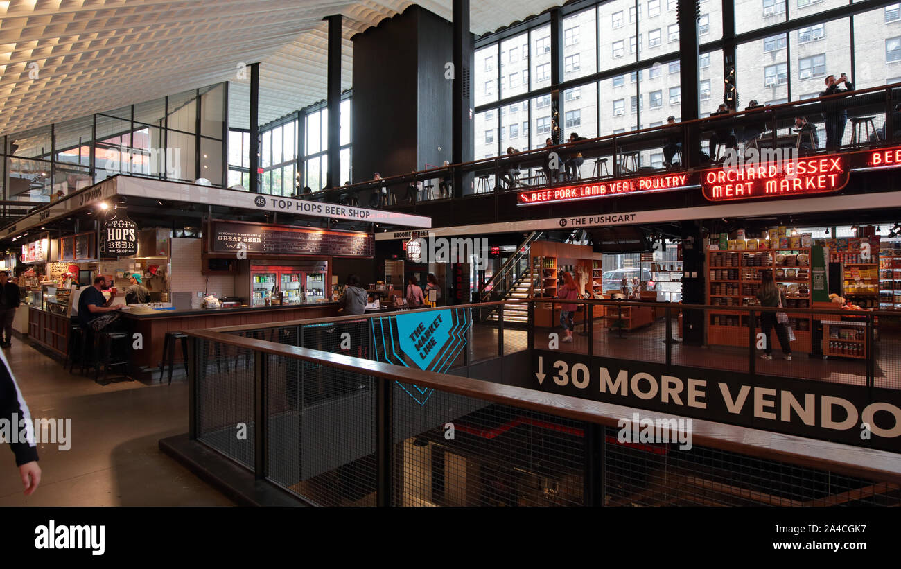 À l'intérieur de l'Essex Market, New York City Banque D'Images