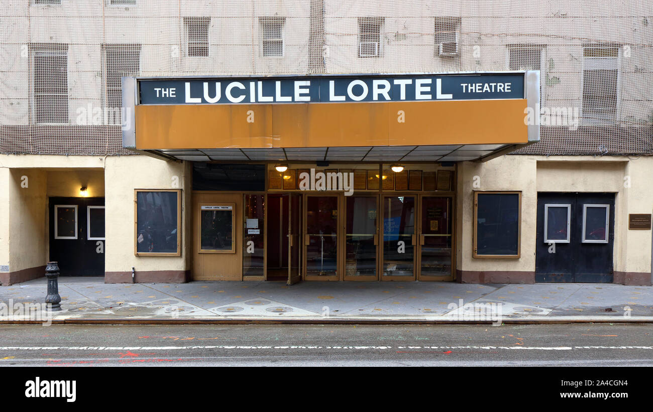 Lucille Lortel Theatre, 121 Christopher Street, New York, NY. devanture extérieure d'un théâtre dans le quartier de West Village à Manhattan. Banque D'Images
